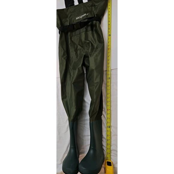 Magreel Child Chest Waders Green Waterproof Nylon Youth with Boots Fishing EU33 - Picture 6 of 7